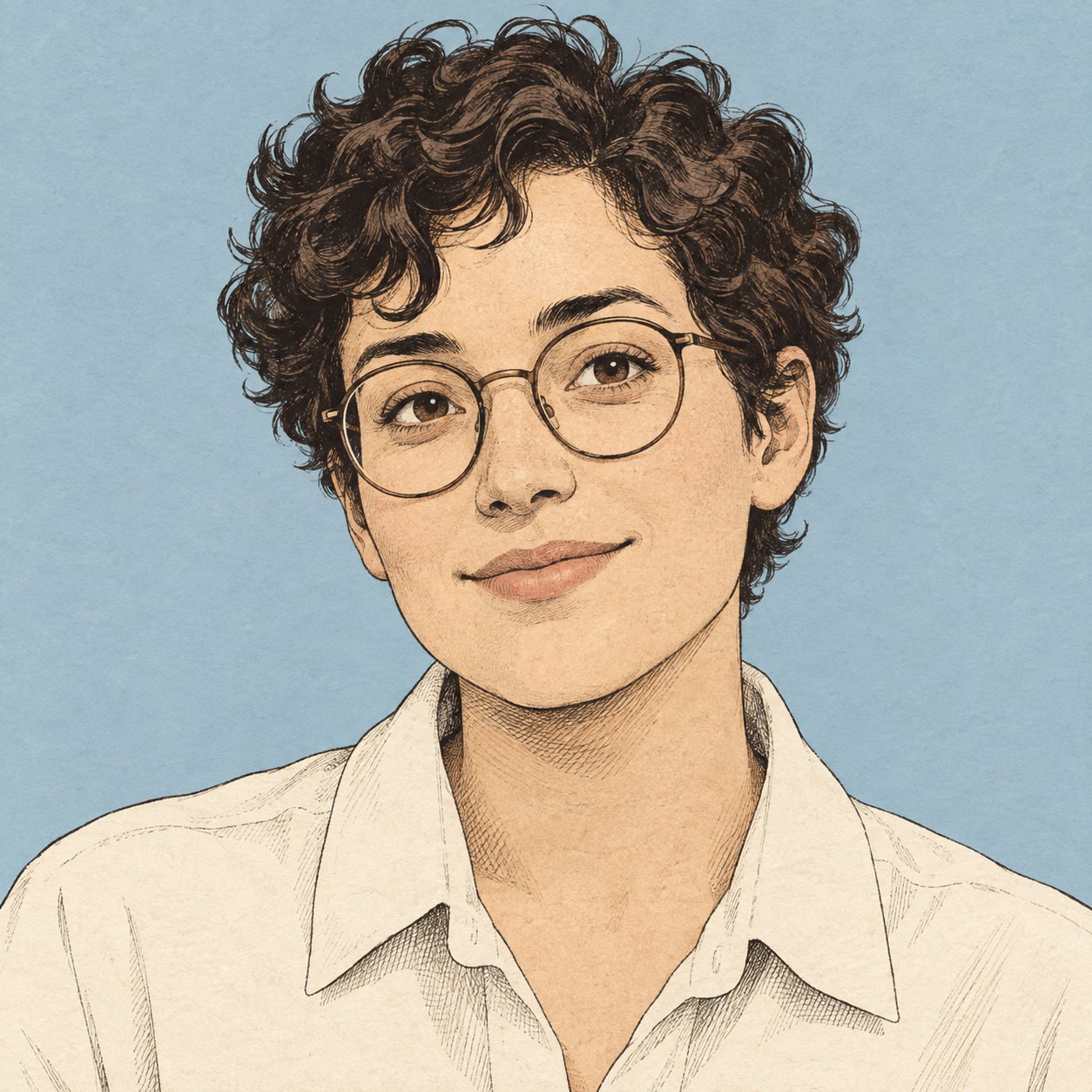 Illustrated portrait of Casey Reed.