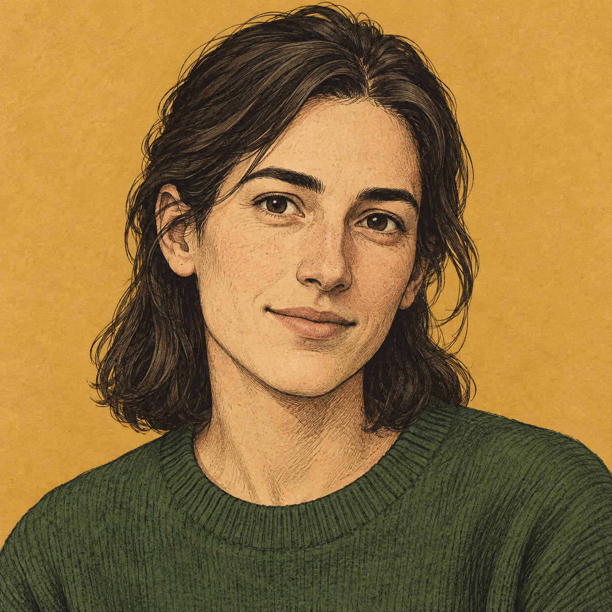 Illustrated portrait of Morgan Hale.